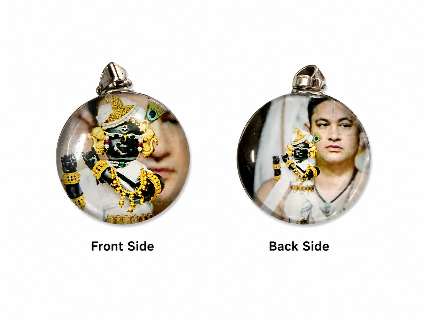 Gurudev and radharaman double sided locket