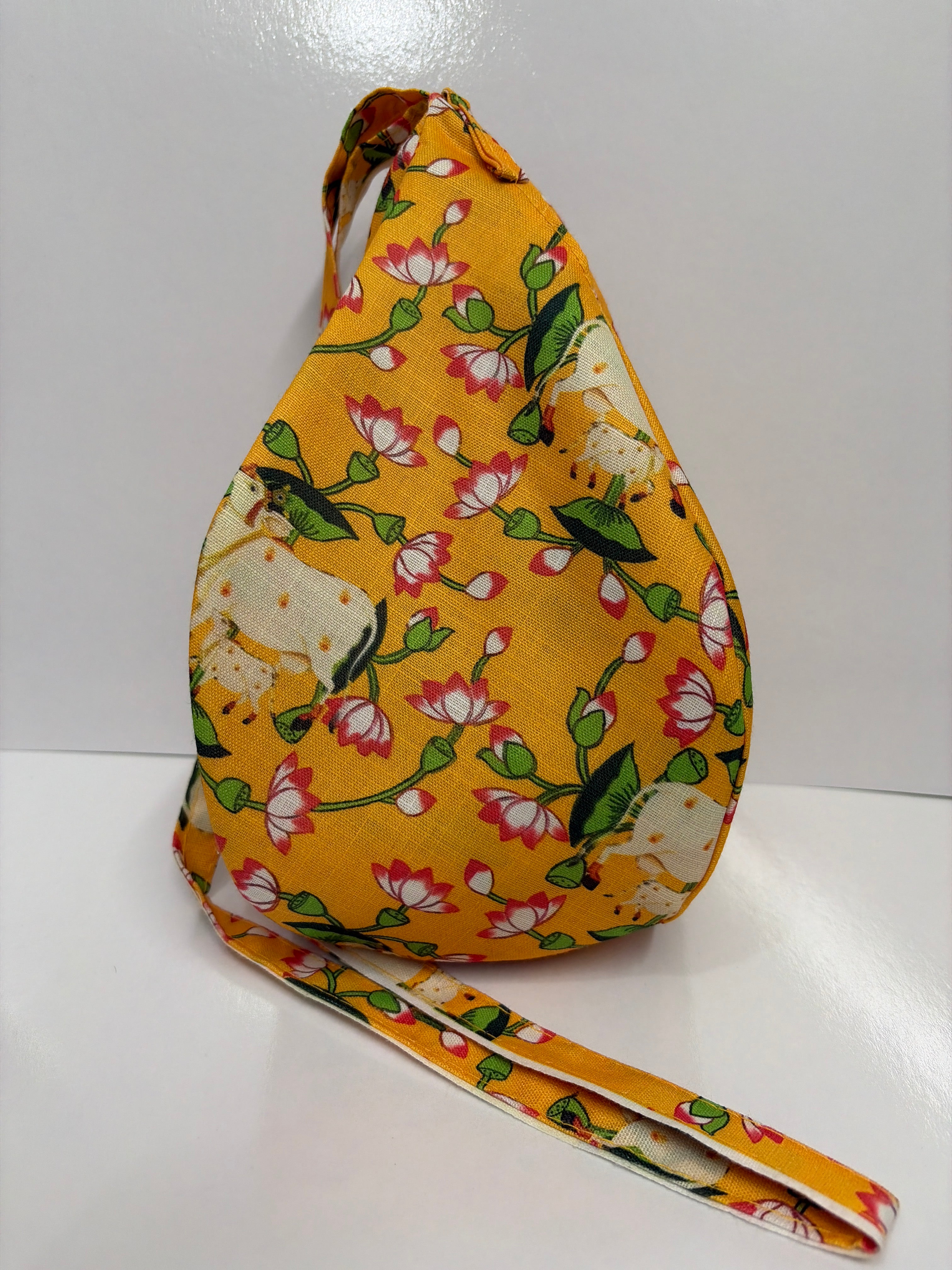 Bead Bag Yellow Colour (cow flower Print)