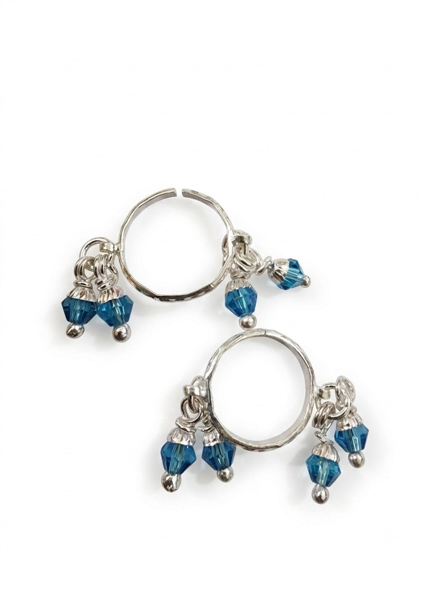 92.5 pure silver thakur ji kangan (light blue stone)