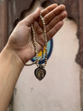 Shree ji charan print tulsi locket with pure tulsi kanthi