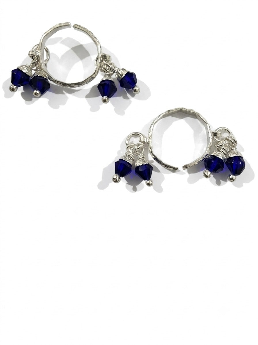 92.5 pure silver thakur ji kangan (blue stone)