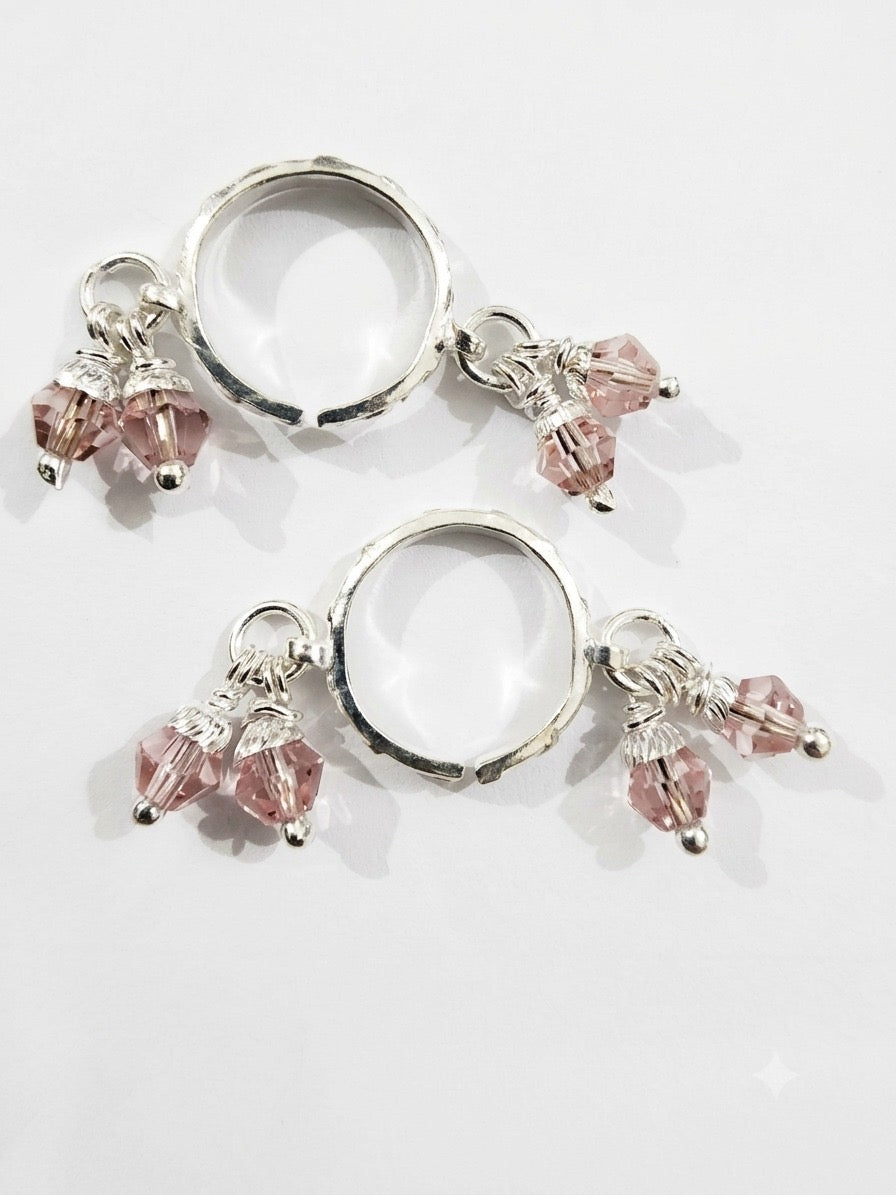 92.5 pure silver thakur ji kangan (light pink stone)