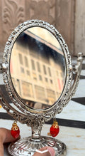 Stand mirror silver finish