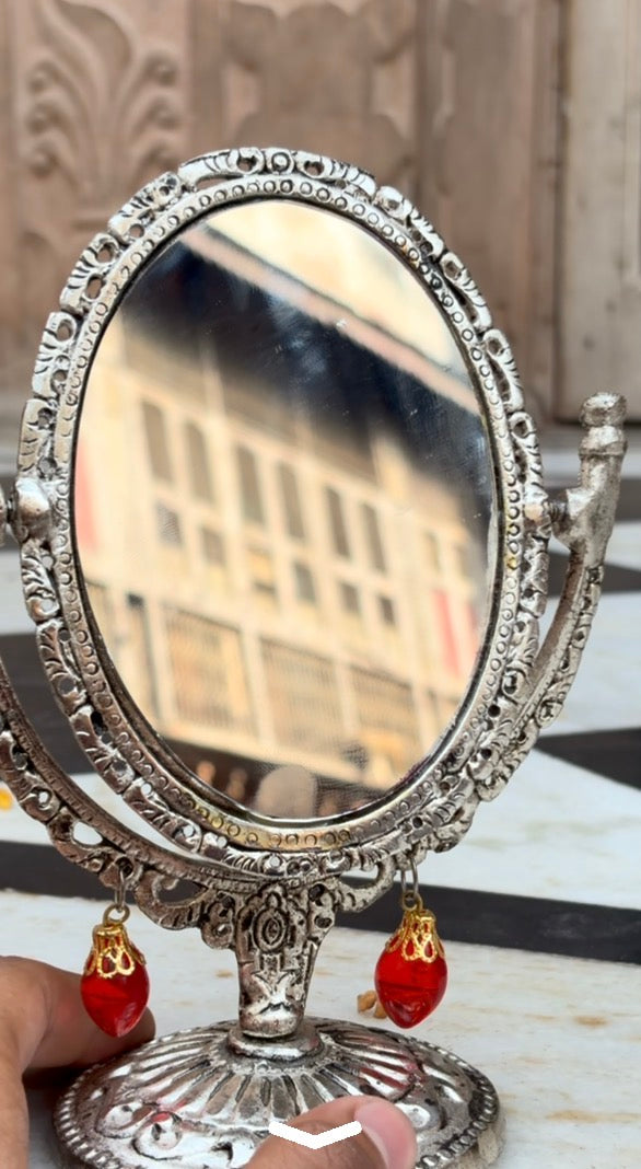 Stand mirror silver finish