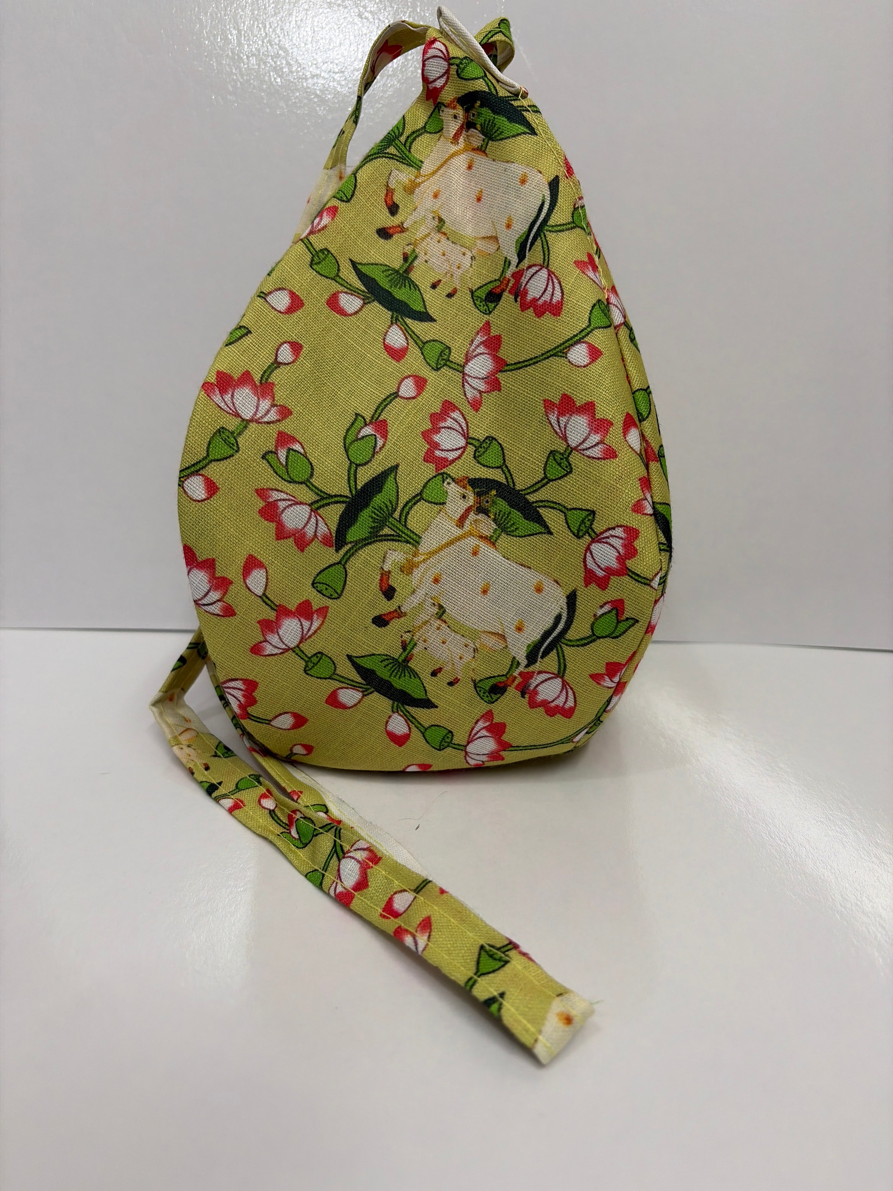 Bead Bag Light Green Colour (cow flower Print)