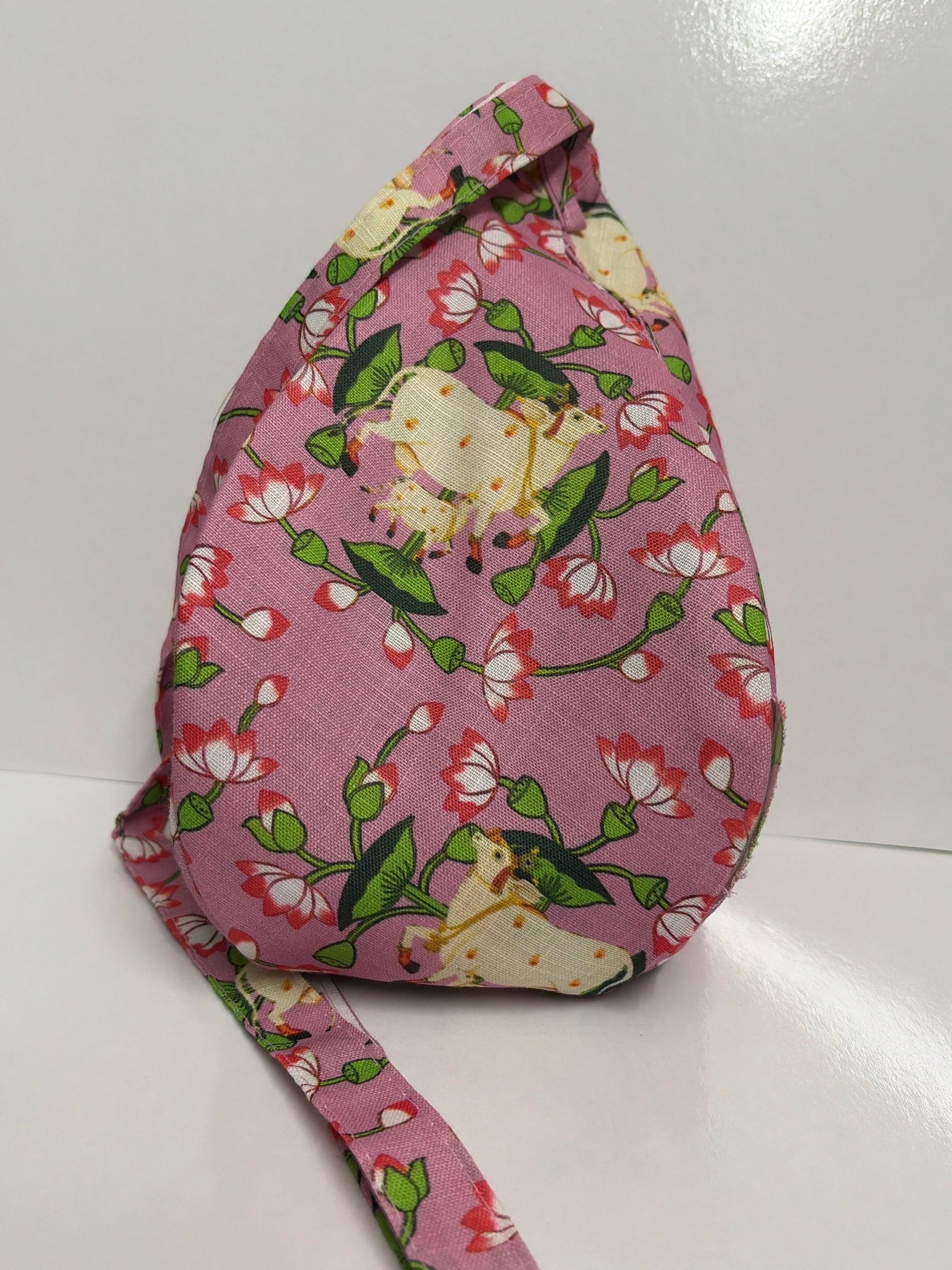 Bead Bag Pink Colour (cow flower ￼Print)