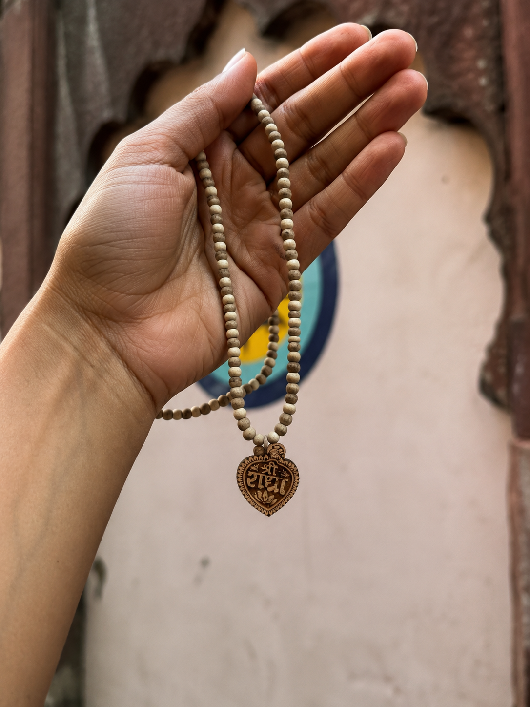 Shree radha print (big size) tulsi locket with pure tulsi kanthi