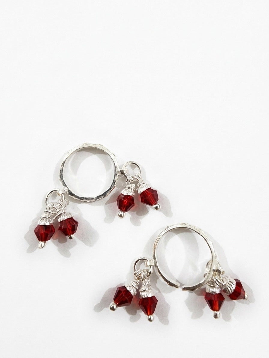 92.5 pure silver thakur ji kangan (red stone)