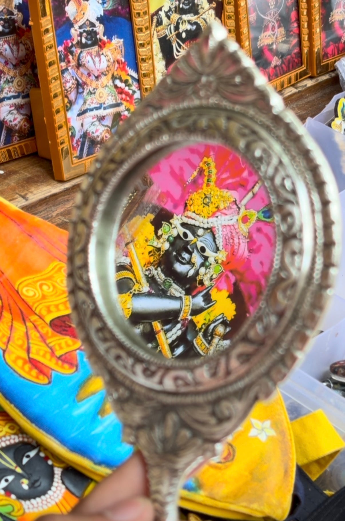 Silver finish big size double side handle mirror