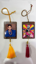 Maharaj ji and Radharaman ji double sided car hanging