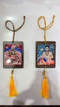 Maharaj ji and radharaman ji double sided car hanging