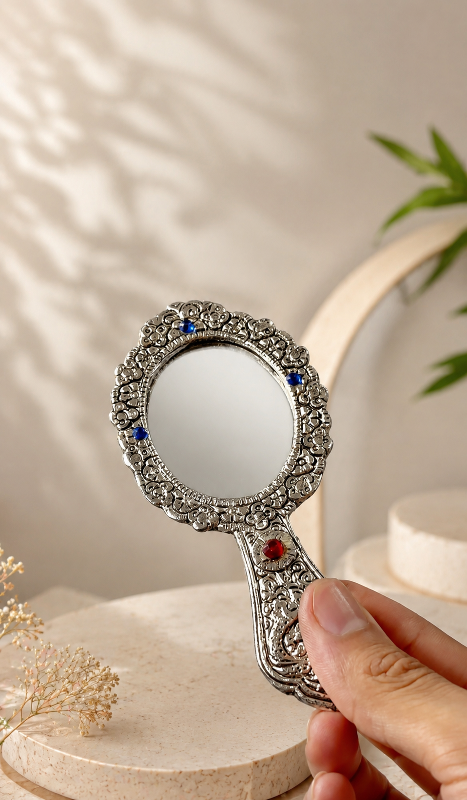 Silver finish darpan