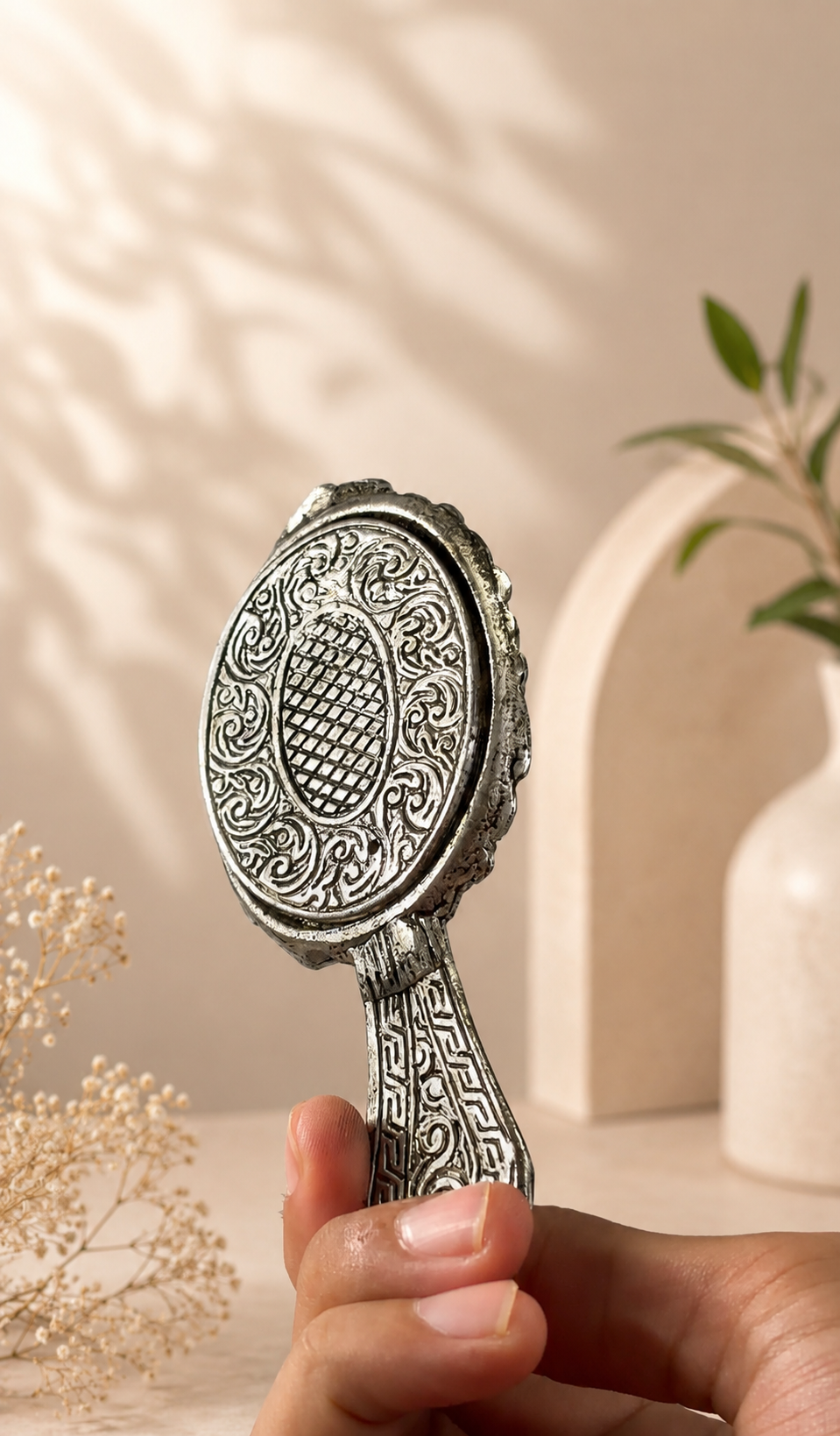 Silver finish darpan