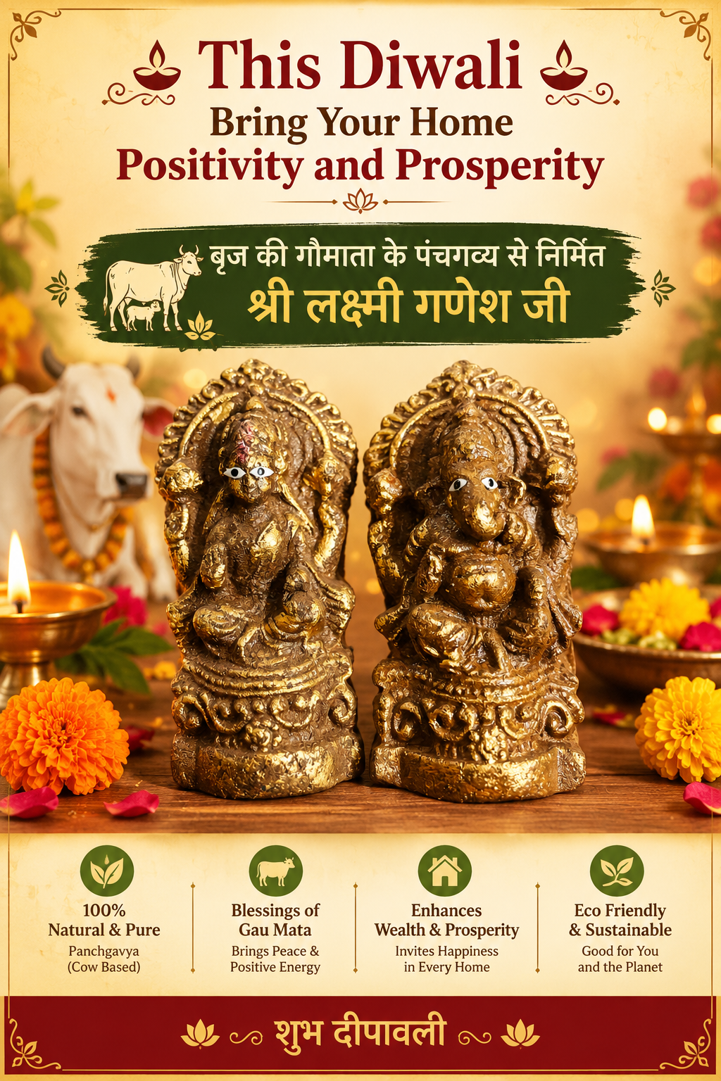 Sri Lakshmi Ganesh ji Moorti (Panchgavya)